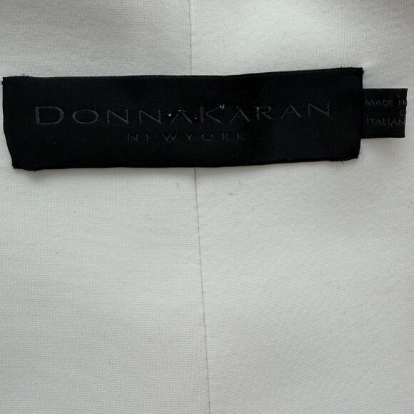 DONNA KARAN Ivory Cream Scuba Stretch Blazer Jacket Sz 8 - Picture 14 of 16